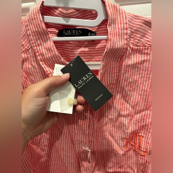 Lauren Ralph Lauren Striped Logo Linen Shirt - Picture 7 of 7